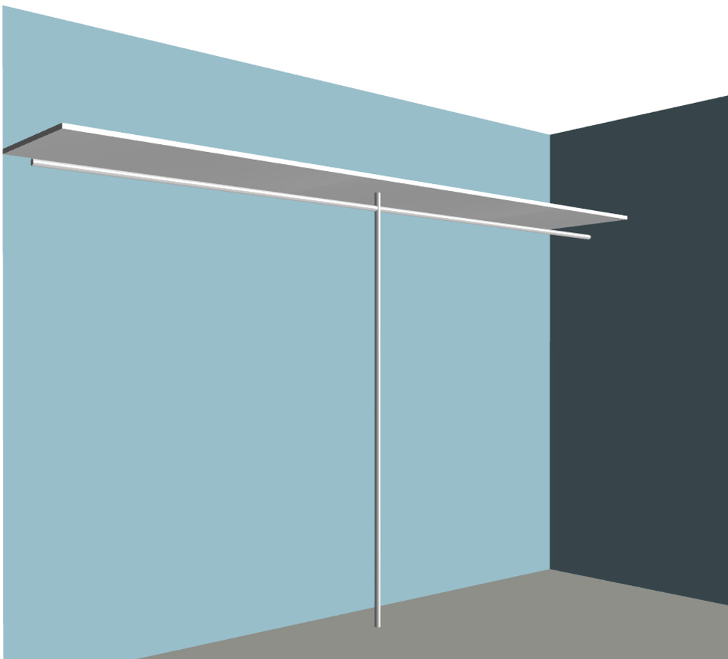 Langlo® closet kit i100s1 hvit topphylle og garderobe- og støttestang