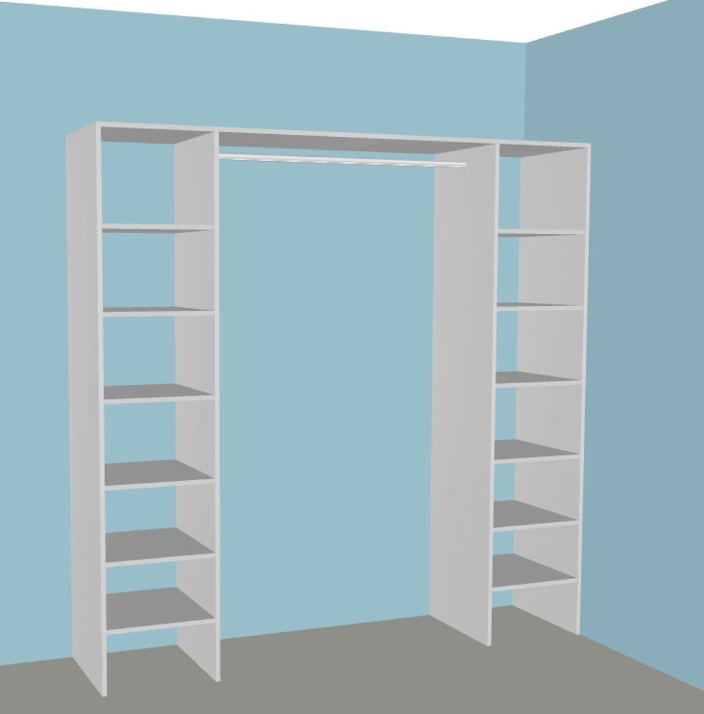 Langlo® closet kit i302 hvite hyller og garderobestang