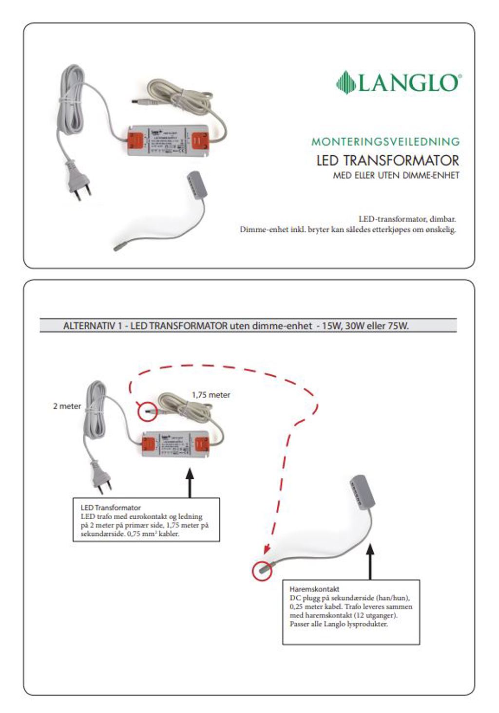 LED transformator, dimbar- med/uten dimme-enhet