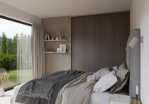 Skyvedørsfront i eikefiner sortmalt omramming og klart speil i fylling, lignende produkter (thumbnail)