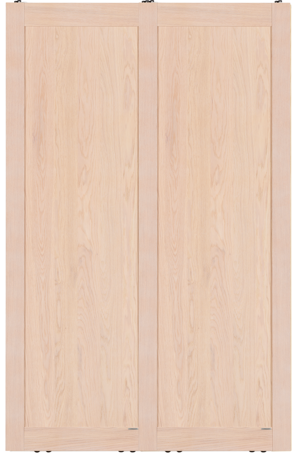 Skyvedørsfront i eikefiner hvittonet. Norskprodusert tremodell. 2 skyvedører i størrelsen B:1500 mm  H:2400 mm