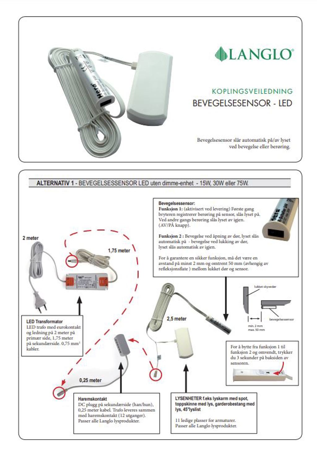 Koplingsveiledning Bevegelsessensor LED